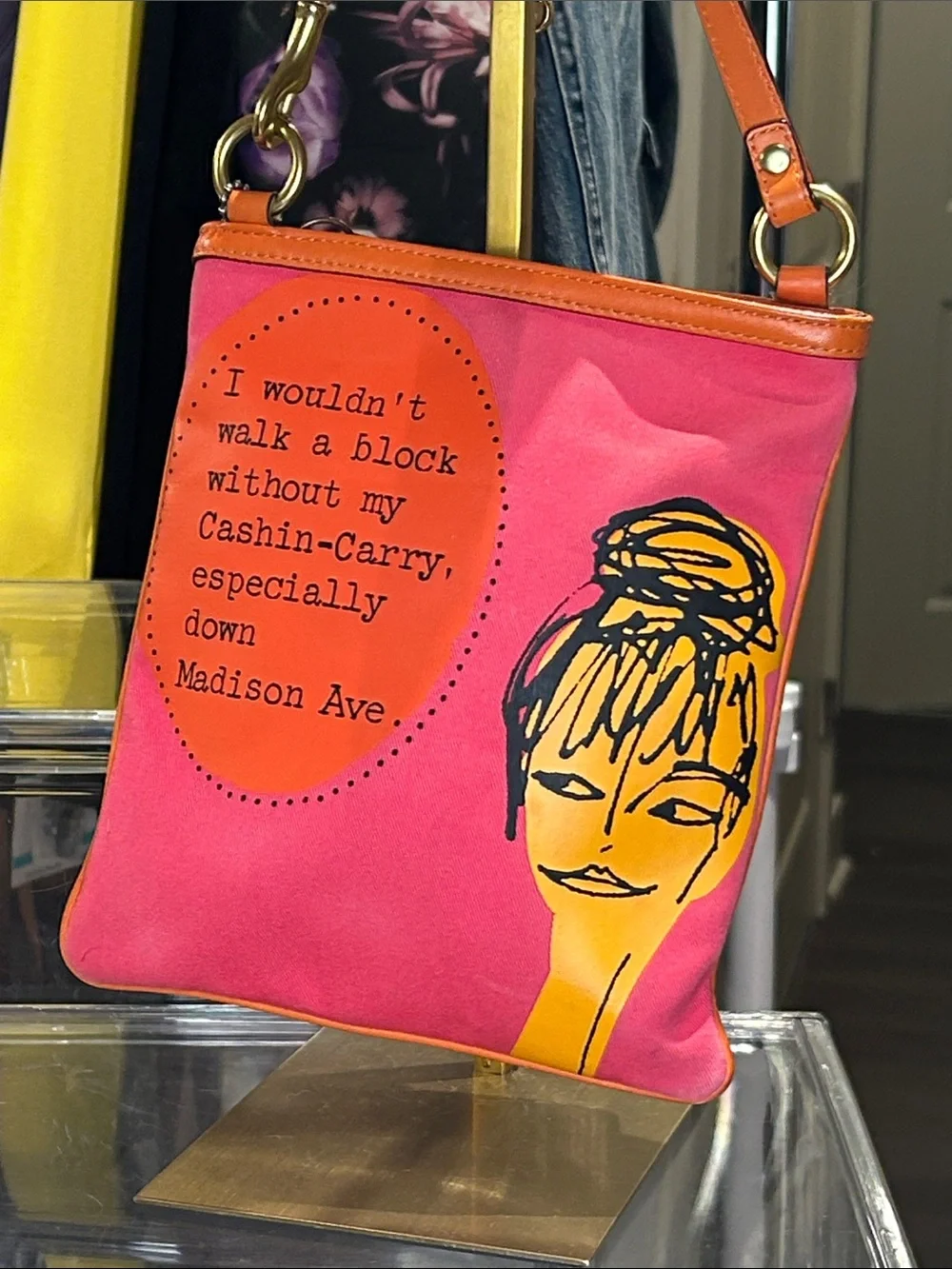 Coach Bonnie Cashin-Carry Kisslock Coin Pocket 08” 7.5”x 8.5” Magenta Orange EUC